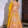 Yellow Floral Silk Lehenga -Lillys Clothing Shop srfz ylw silk lhnga 3pc 1