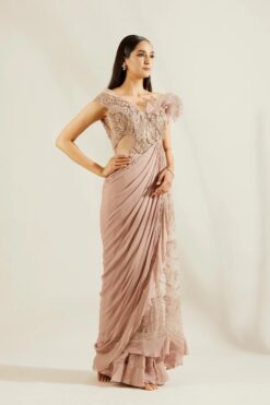 Rose Gold Drape Saree 10 Rose Gold Drape Saree -Lillys Clothing Shop st feb. 2021 ADAARA COUTURE 7726