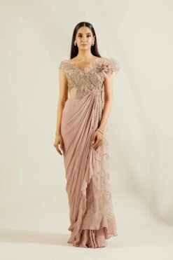 Rose Gold Drape Saree