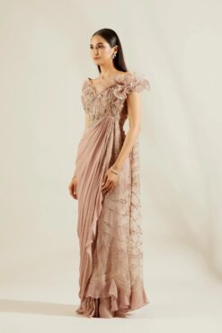 Rose Gold Drape Saree 11 Rose Gold Drape Saree -Lillys Clothing Shop st feb. 2021 ADAARA COUTURE 7740
