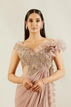 Rose Gold Drape Saree 12 Rose Gold Drape Saree -Lillys Clothing Shop st feb. 2021 ADAARA COUTURE 7750