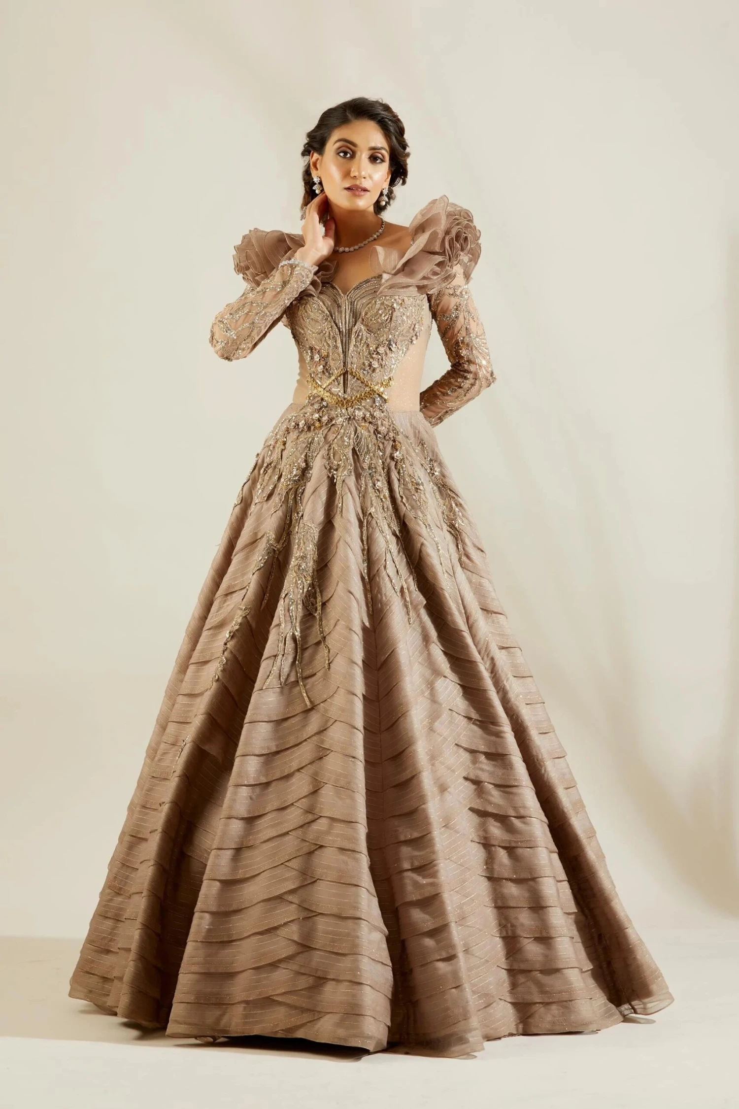 Lenox Grey Ruffle Gown 1 Lenox Grey Ruffle Gown