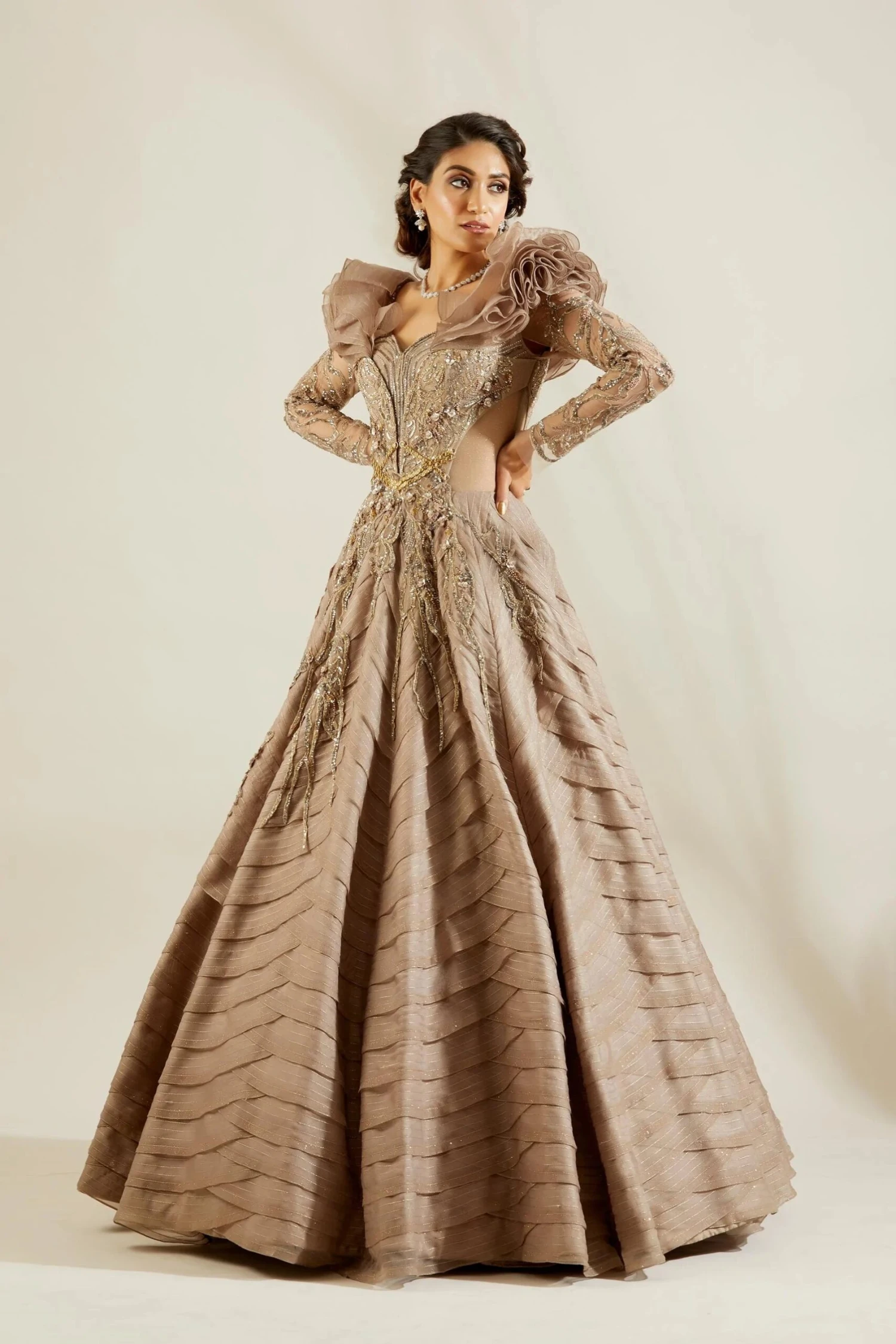 Lenox Grey Ruffle Gown 4 Lenox Grey Ruffle Gown - Image 4