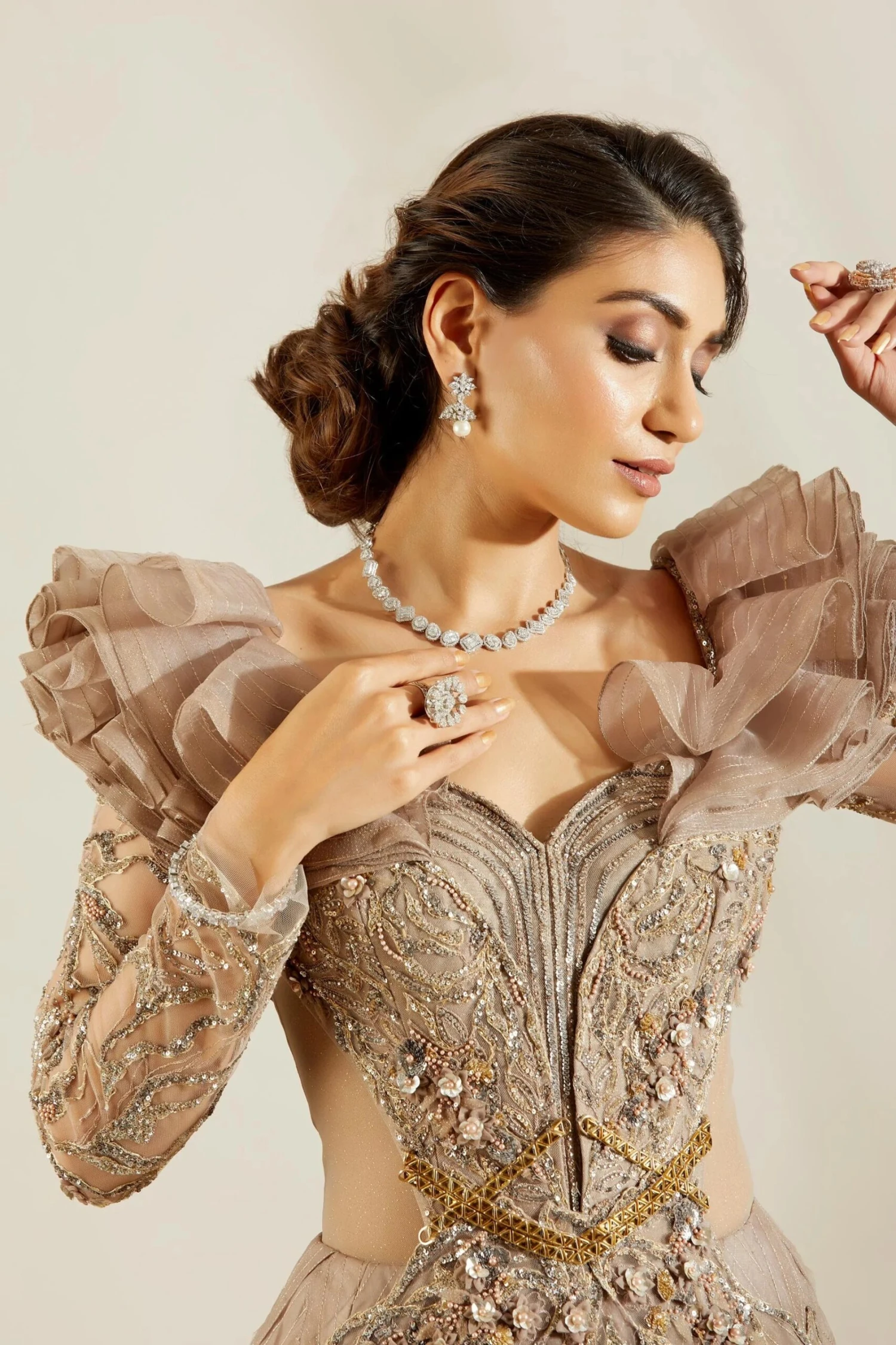 Lenox Grey Ruffle Gown 5 Lenox Grey Ruffle Gown - Image 5