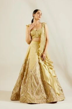 Tea Green Laser Cut Lehenga 9 Tea Green Laser Cut Lehenga -Lillys Clothing Shop st feb. 2021 ADAARA COUTURE 8046