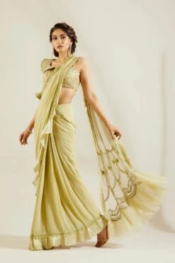 Tea Green Saree -Lillys Clothing Shop st feb. 2021 ADAARA COUTURE 8111