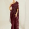 Wine Heavy Crystal Drape Saree -Lillys Clothing Shop st feb. 2021 ADAARA COUTURE 8235