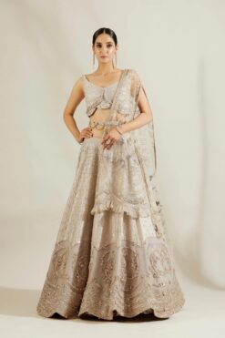 Abalone Grey Gold Lehenga