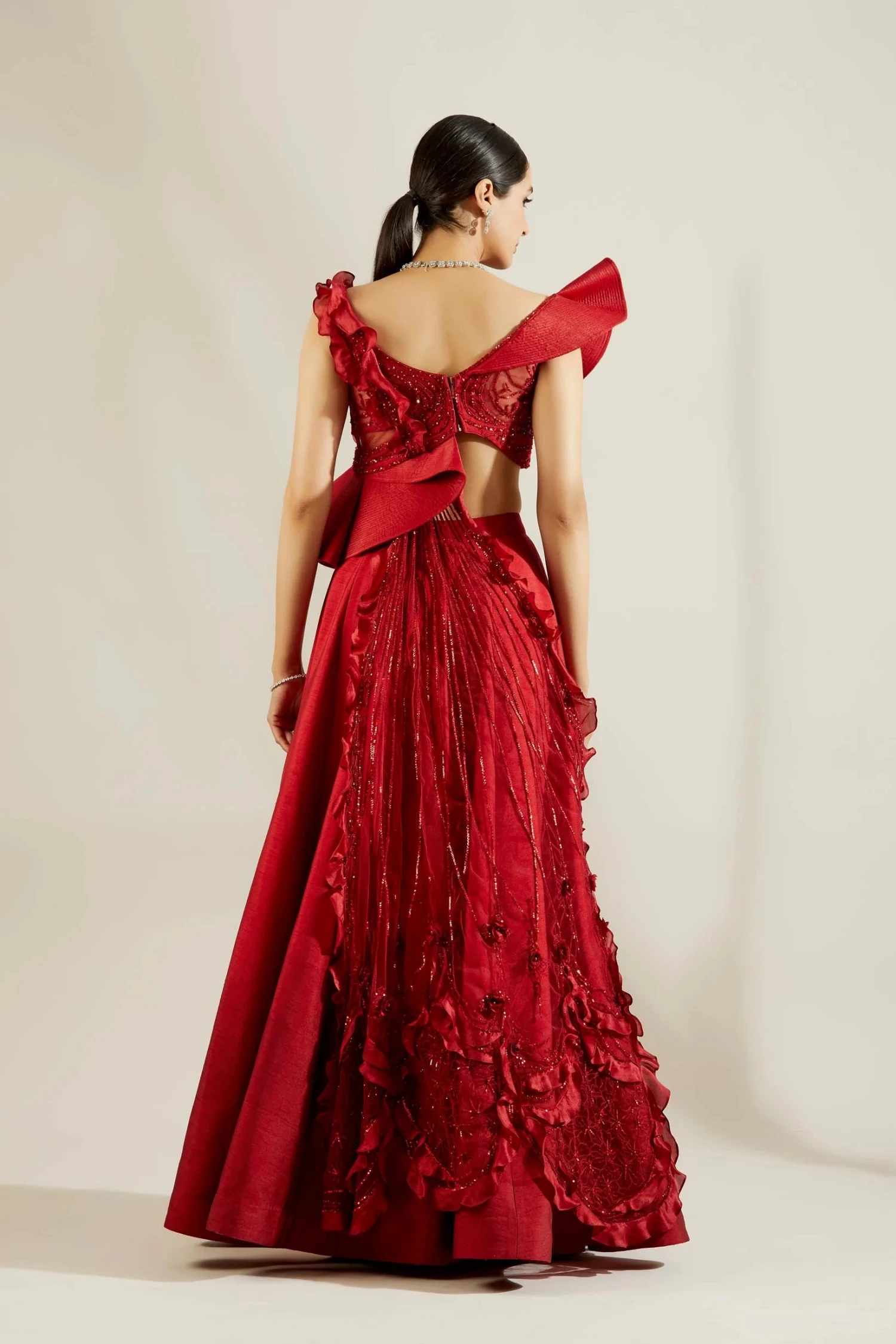 Brill Crimson Sculpted Blouse And Skirt 2 Brill Crimson Sculpted Blouse And Skirt - Image 2