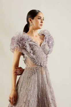 Peri Winkle Leaf Ruffle Ball Gown -Lillys Clothing Shop st feb. 2021 ADAARA COUTURE 8743