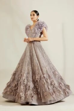 Peri Winkle Leaf Ruffle Ball Gown -Lillys Clothing Shop st feb. 2021 ADAARA COUTURE 8751
