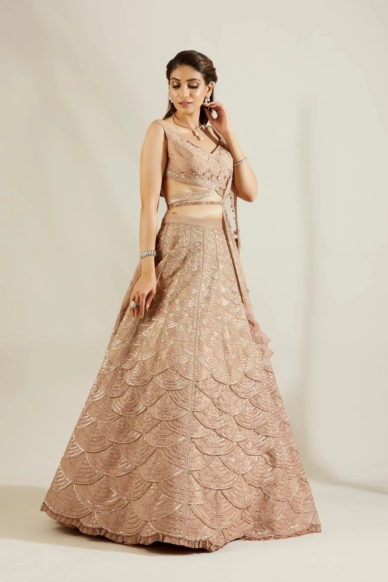 Lavender Pearl Scalloped Lehenga 1 Lavender Pearl Scalloped Lehenga