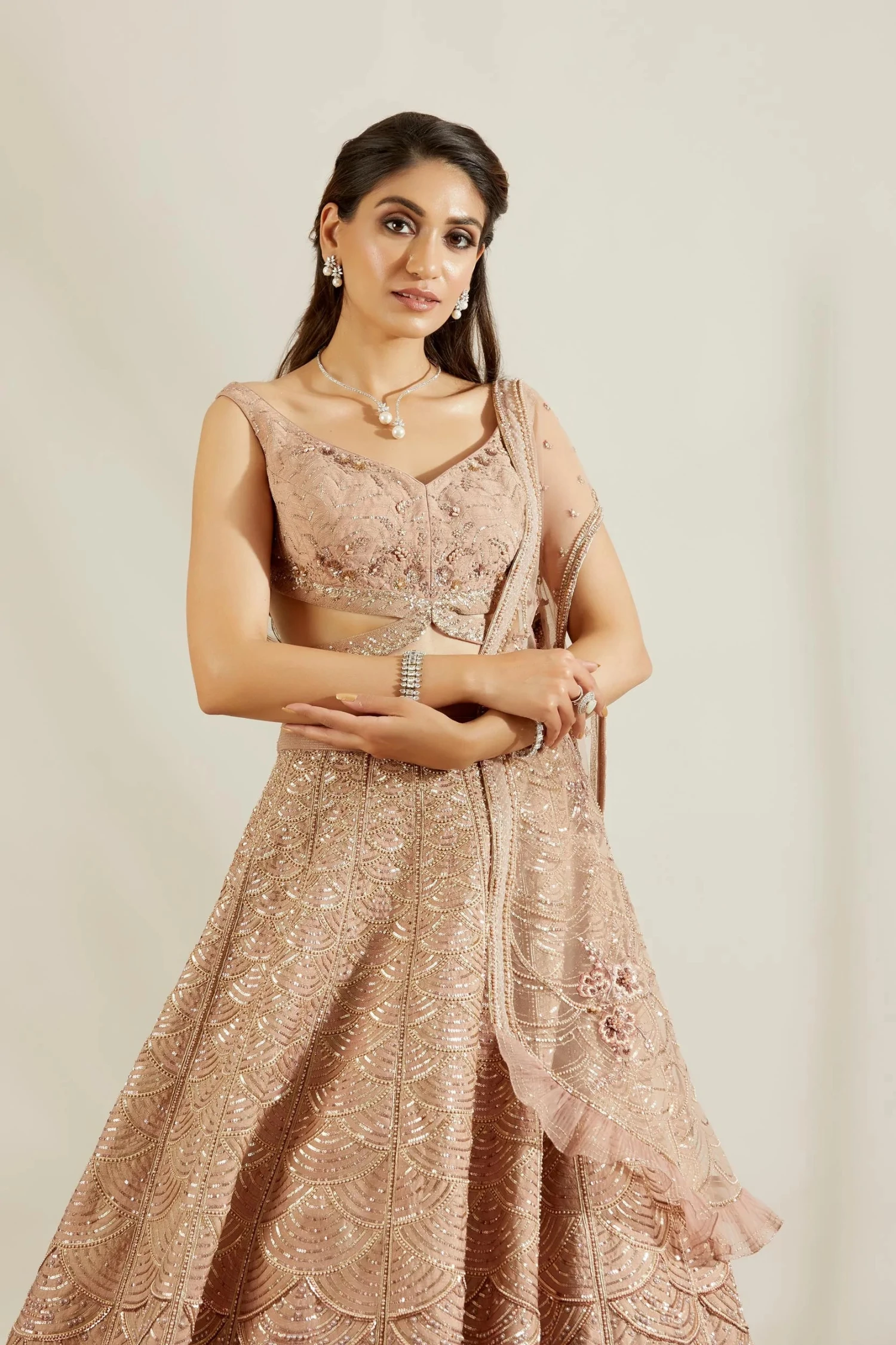 Lavender Pearl Scalloped Lehenga 4 Lavender Pearl Scalloped Lehenga - Image 4