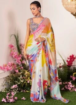 Vanilla Bloom Saree And Bralette Set