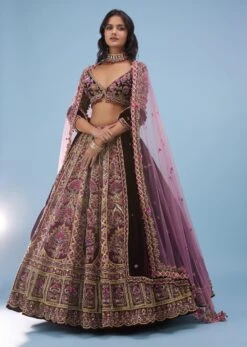 Tara Sutaria Accentuating Kalki Bridal Couture, Blood Red Heavily Embroidered Florid Lehenga Set -Lillys Clothing Shop tara sutaria accentuating kalki bridal couture rumba red he sg127243 4