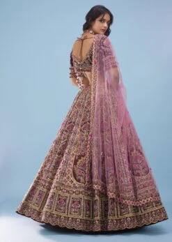 Tara Sutaria Accentuating Kalki Bridal Couture, Blood Red Heavily Embroidered Florid Lehenga Set -Lillys Clothing Shop tara sutaria accentuating kalki bridal couture rumba red he sg127243 6