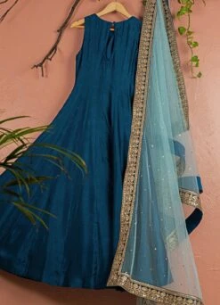 Teal Blue Anarkali -Lillys Clothing Shop teal blue anarkali with sky blue sequence dupatta anarkali and sharara anisha shetty 355360