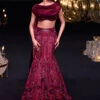 Wine Opulent Fish Cut Lehenga And Embellished Jacket Duo -Lillys Clothing Shop twrerr