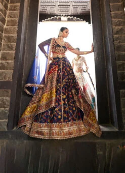 Mid-night Blue Kani Embroidered Lehenga