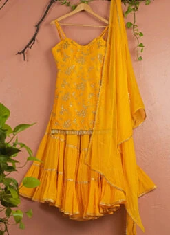 Warm Yellow Sequin Sharara Set -Lillys Clothing Shop yellow