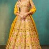Yellow Multi Floral Highlight Lehenga -Lillys Clothing Shop ylw pj aari pearl lhnga 3pc 1